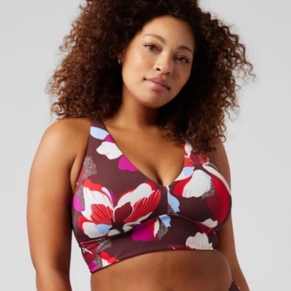 Athleta Plunge‎ Bikini D- DD Top Size Small hero bloom
